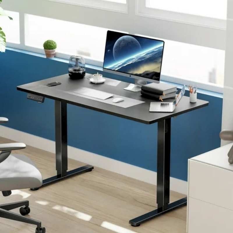 Celesta black electric adjustable table with black legs