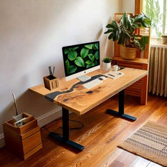 Omniprime translucent black standing table with black legs