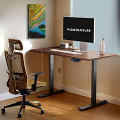 Zenithium brown sit & stand desk with black legs