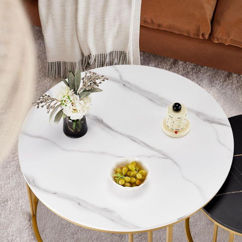 Minimal Round Marble Nesting Table Set of 2
