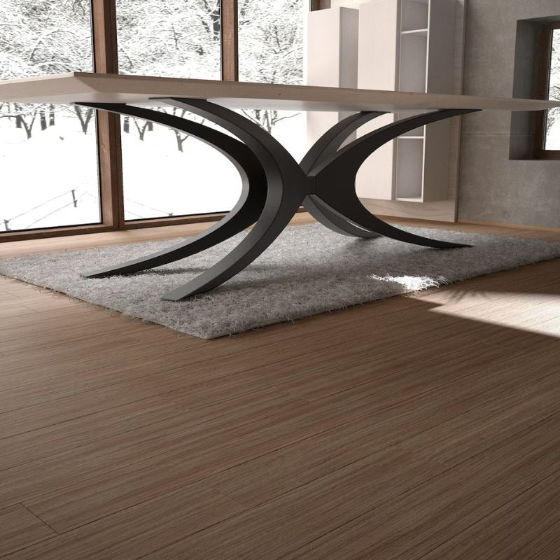 Unique Modern shape metal Dinning table base for round or square tops. Fit with modern, rustic or industrial Solidwood 10 seaterhome deco. Premium quality