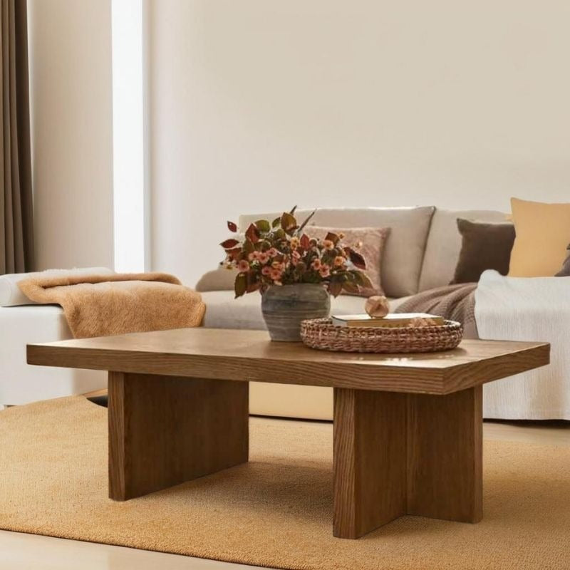 Varsa Sheesham Wood Coffee Table, Wide Top, Minimalist Design, Living Room Statement Piece by Woodensure