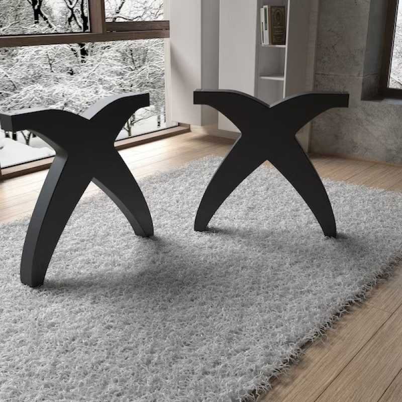 Modern X-Frame Steel Table Base – Black Powder-Coated Metal Legs for Dining or Custom Tables | Sleek Industrial Table Stand