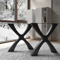 Modern X-Shape Metal Table Base for Dining | Sleek Powder-Coated Steel Frame for Wooden, Glass or Resin Tops