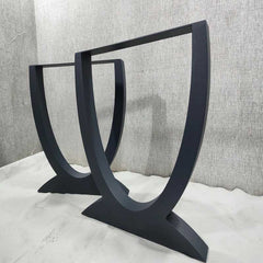 U-Shaped Curved Metal Table Legs Matte Black Iron | Contemporary Dining & Work Table Base