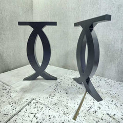 Criss-Cross Oval Metal Table Legs Powder-Coated Black | Premium Iron Base for Dining & Work Tables