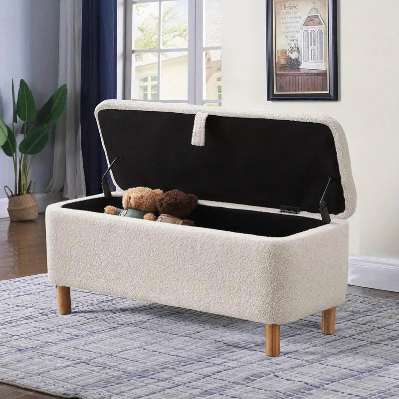 Fabric ottoman bench with storage