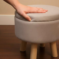 Trendy Cotton Puff Stool with Hidden Storage