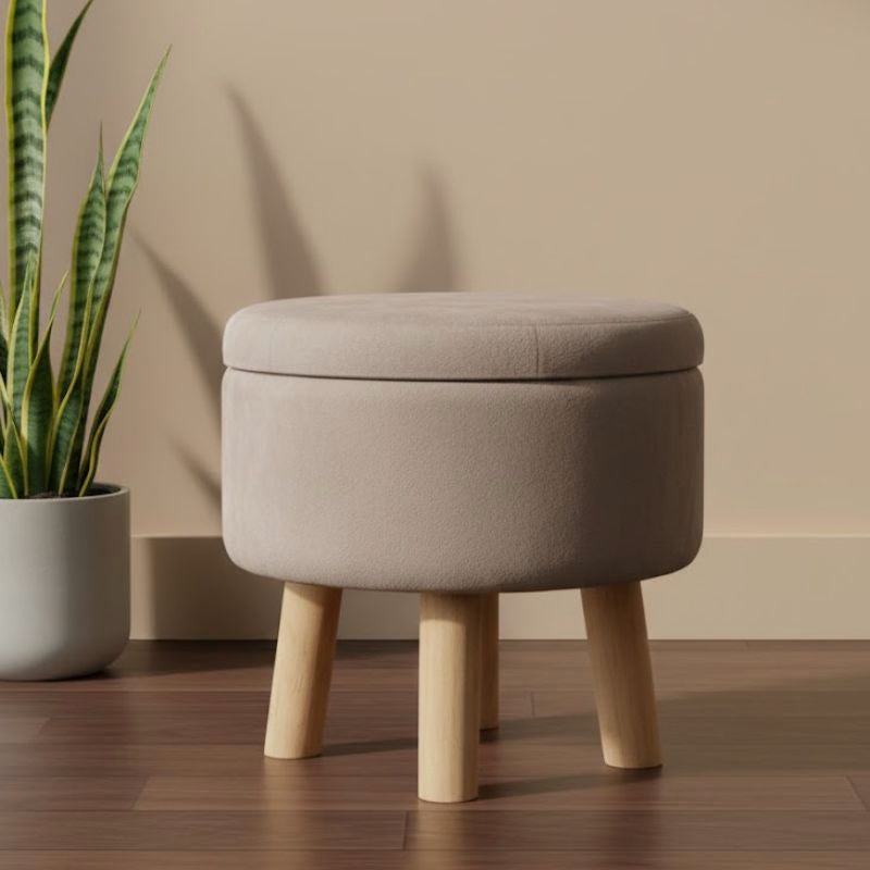 Trendy Cotton Puff Stool with Hidden Storage