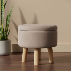 Trendy Cotton Puff Stool with Hidden Storage