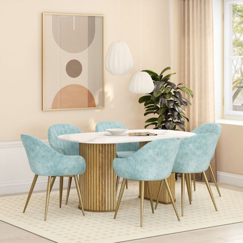 6 Seater Marble Top Oval Dining Table