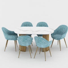 6 Seater Marble Top Oval Dining Table