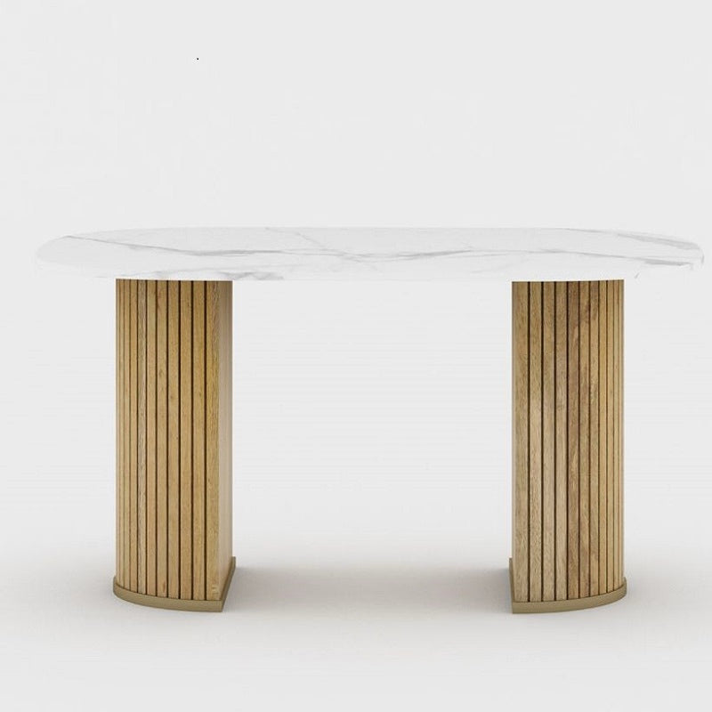 6 Seater Marble Top Oval Dining Table