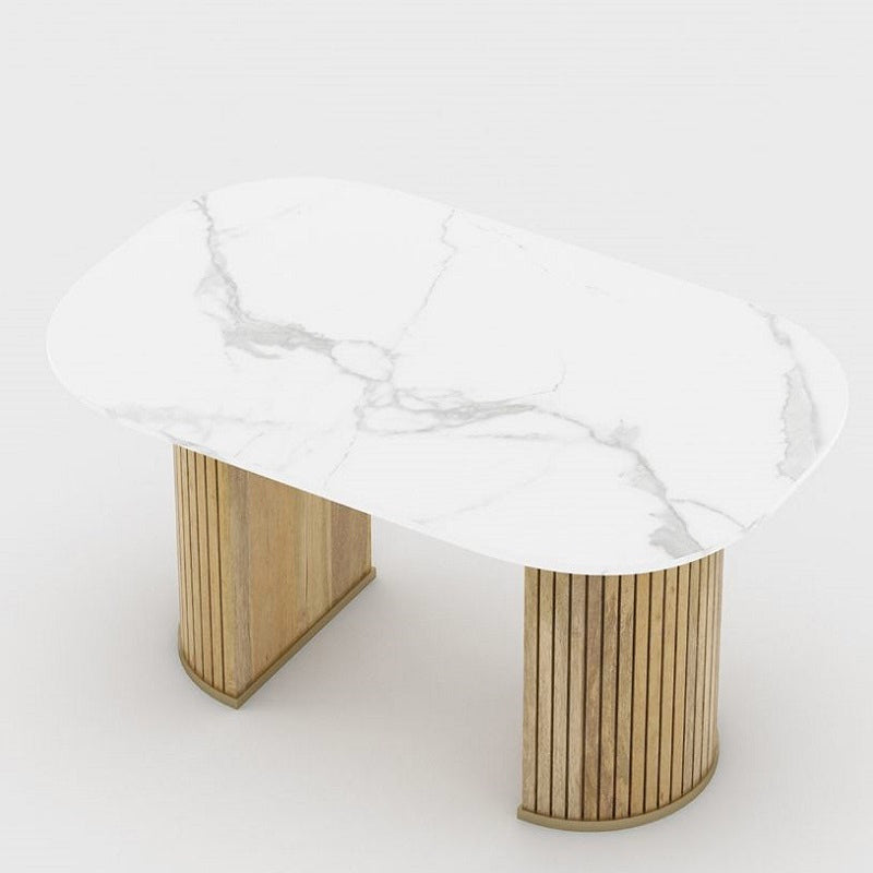 6 Seater Marble Top Oval Dining Table