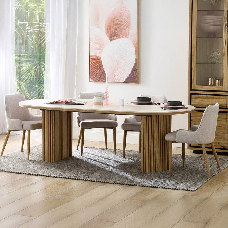 6 Seater Marble Top Dining Table - Oval Shape