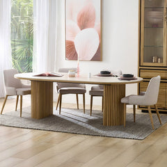 6 Seater Marble Top Dining Table - Oval Shape