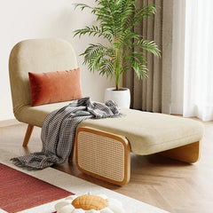 Beige Mid-Century Sleeper Sofa Cum Bed Chair – 3-in-1 Convertible Daybed Chaise Lounge
