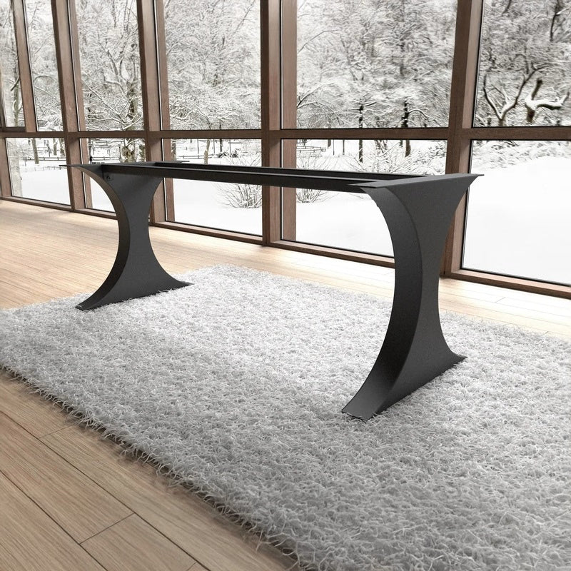 Metal Table Legs Curved Arch Design Matte Black Steel 30-Inch Dining and Conference Modern Style