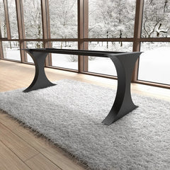 Metal Table Legs Curved Arch Design Matte Black Steel 30-Inch Dining and Conference Modern Style