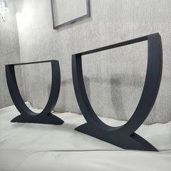 U-Shaped Curved Metal Table Legs Matte Black Iron | Contemporary Dining & Work Table Base
