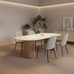 6 Seater Marble Top Dining Table - Oval Shape