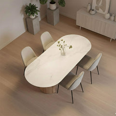6 Seater Marble Top Dining Table - Oval Shape