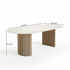 6 Seater Marble Top Dining Table - Oval Shape