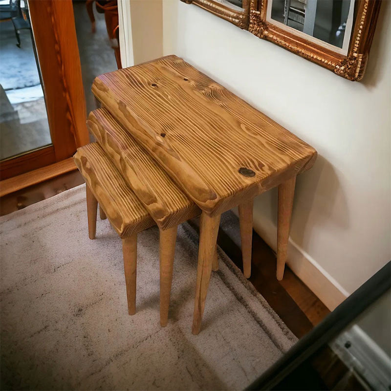 Rhomboid Solid Wood Nesting Table Set of 3 Plectra Solid Wood Coffee Table