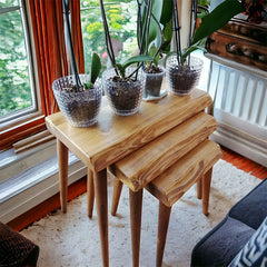 Rhomboid Solid Wood Nesting Table Set of 3 Plectra Solid Wood Coffee Table