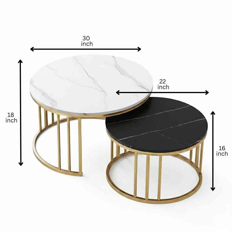 Minimal Round Marble Nesting Table Set of 2