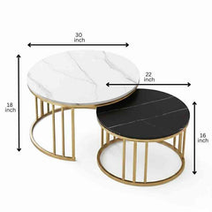Minimal Round Marble Nesting Table Set of 2