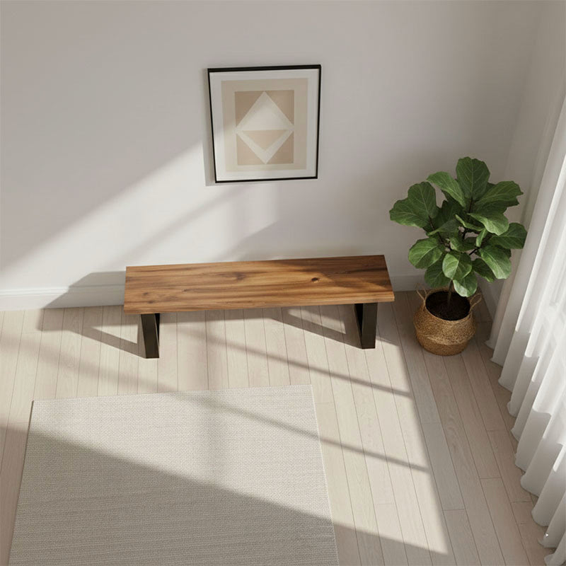 Heavy-Duty Solid Acacia Wood Outdoor Bench with Rustic Metal Legs