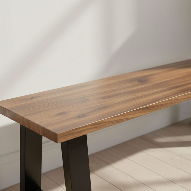 Heavy-Duty Solid Acacia Wood Outdoor Bench with Rustic Metal Legs