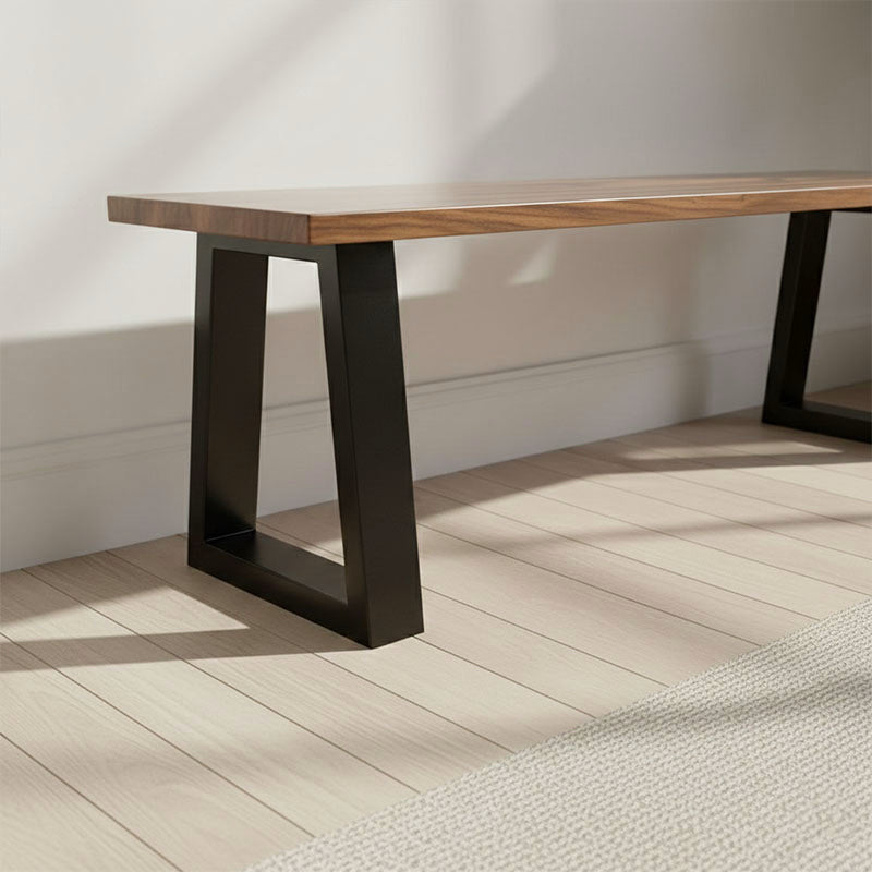 Heavy-Duty Solid Acacia Wood Outdoor Bench with Rustic Metal Legs