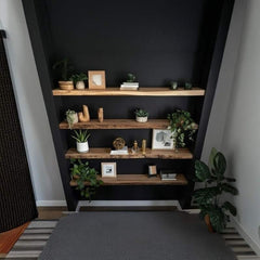 PureEdge Solid Wood Floating Shelf Set (4-Piece) - Floating Wall Shelves Design for Living Room, Bedroom, Offices