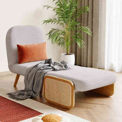 Grey Mid-Century Sleeper Sofa Come Bed – 3-in-1 Convertible Daybed Chaise Lounge Chair
