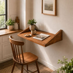 Wall Mounted Foldable Floating Desk, Space Saving Storage Shelf to Study & Laptop Table