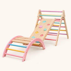 Montessori Pikler Climbing Playset for Kids – Climbing Arch, Pikler Triangle & Slider