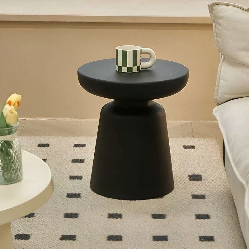 Vionna Side Table | Black Finish with Pedestal Base | Minimalist Design | Living Room & Bedroom Use