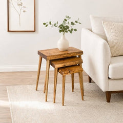 Rhomboid Solid Wood Nesting Table Set of 3 Plectra Solid Wood Coffee Table