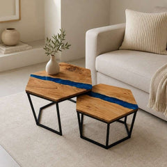 Hexagon Epoxy Resin Nest of Table