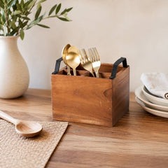 Inseparables Acacia Wood Cutlery Holder