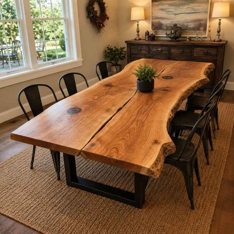 Live Edge Dining Table With epoxy Design, Kitchen Table, Conference Table, Farmhouse Table, Office Table