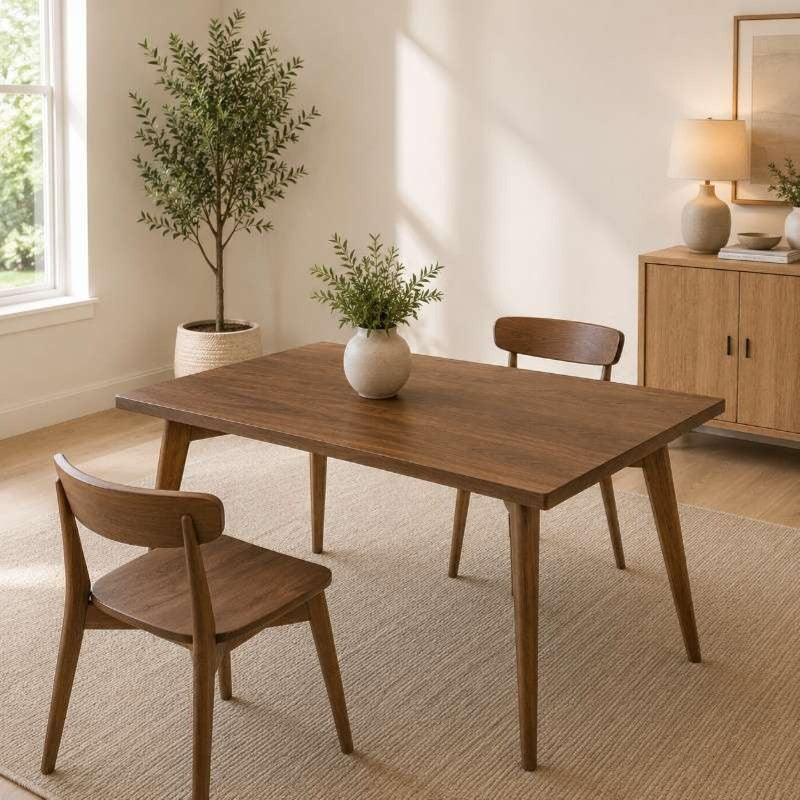 Aero Solid Wood Dining Table, Acacia Rectangular Top, 60x36 Inch Modern Minimalist