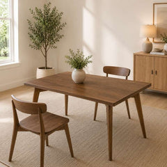 Aero Solid Wood Dining Table, Acacia Rectangular Top, 60x36 Inch Modern Minimalist