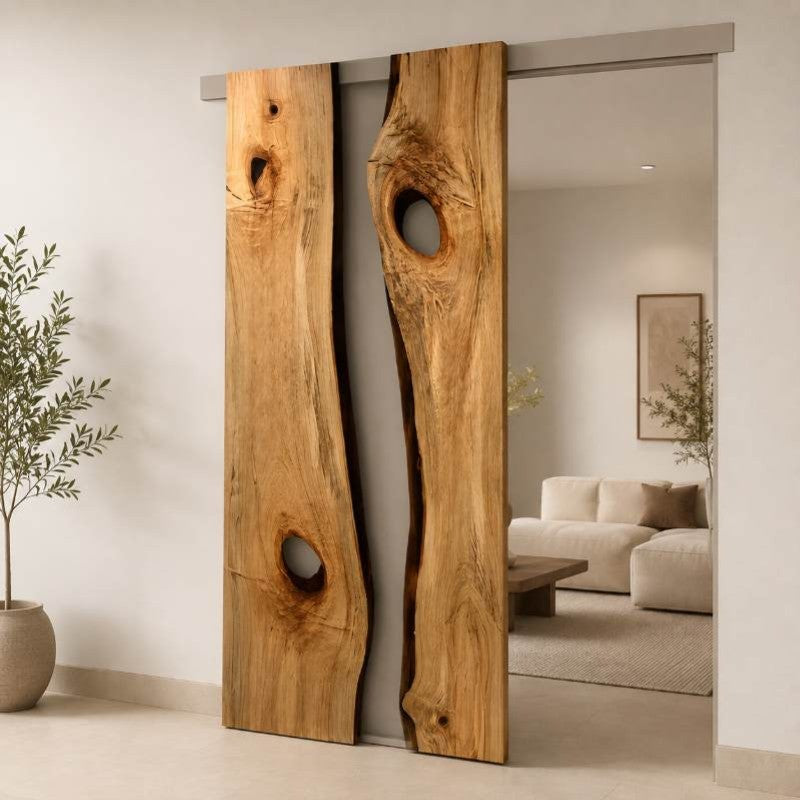 Lucid Clear Transparent Epoxy Resin And Solid Acacia Wood Door