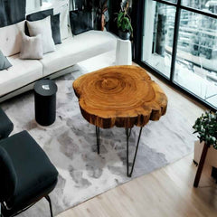 Rustic Live Edge Solid Wood Crosscut Slab | Organic Trunk Tree Coffee Table | Custom Natural Wood Center Table - Home Interior Decor