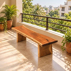 Natural Edge Solid Wood Bench, Handmade 5 Ft Wooden Seating Bench with Solid Wood Legs, Compact Entryway & Hallway Bench, Bedroom and Balcony Seating, Custom Made Furniture