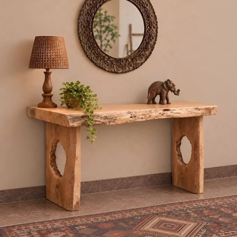 Handmade Live Edge Console Table with Sculptural Wooden Legs, Rustic Solid Wood Console Table, Luxury Entryway & Foyer Table, Modern Wood Sofa Table, Custom Made Hallway Furniture