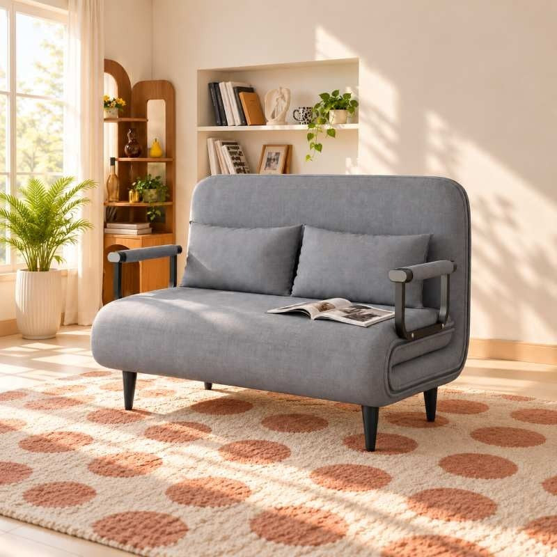 2 Seater Folding Sofa Come Bed, Convertible Sleeper Sofa for Living Room & Guest Room, Double Seat Sofa Bed, Space Saving Folding Sofa Recliner Bed